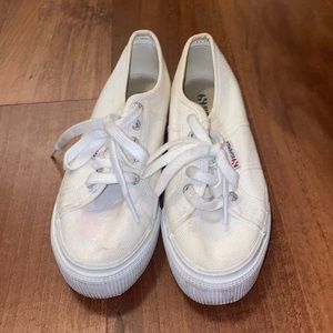 White Platform Supergas Size 35